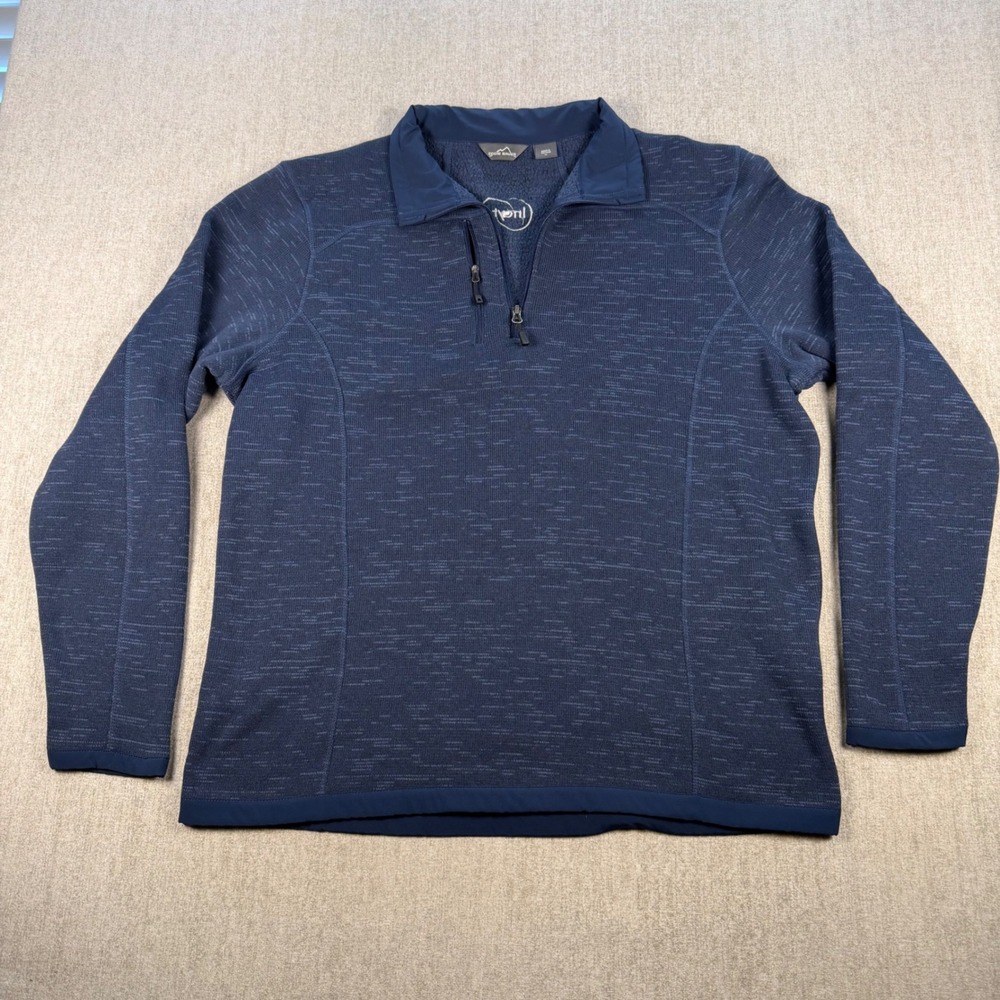 Eddie Bauer Quarter Zip Fleece Pullover Mens XL Blue Space Dye EB254